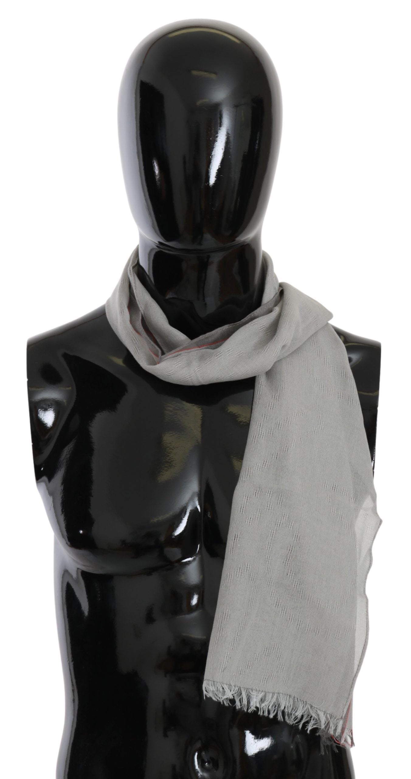 Costume National Gray Fringe Neck Wrap Cotton Scarf
