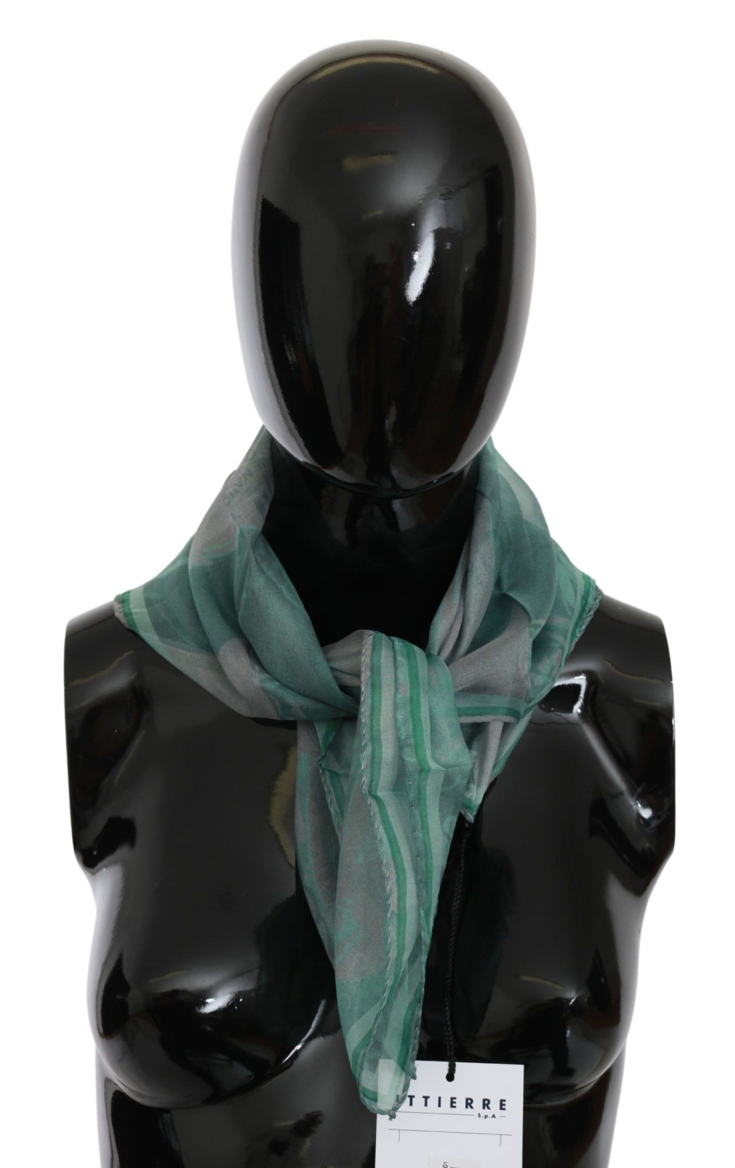 Costume National Green Silk Shawl Foulard Wrap Scarf