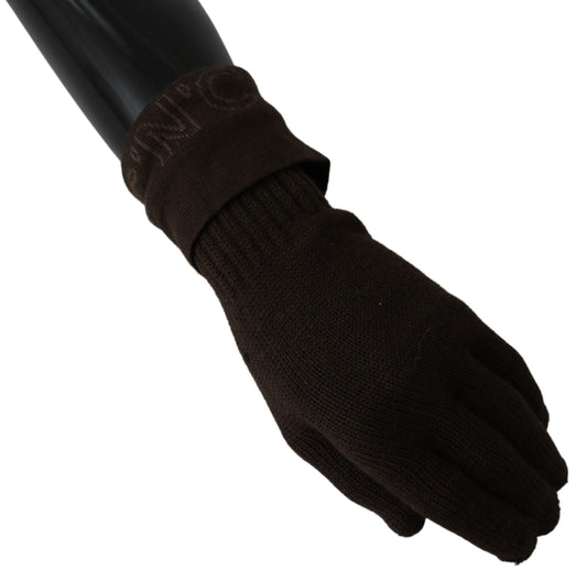 Costume National Brown Wool Knitted One Size Wrist Length Gloves