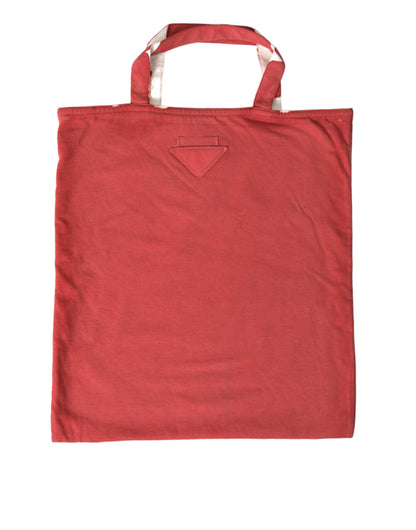 Prada Red Jersey Fabric Logo Shoulder Shopping Tote Bag