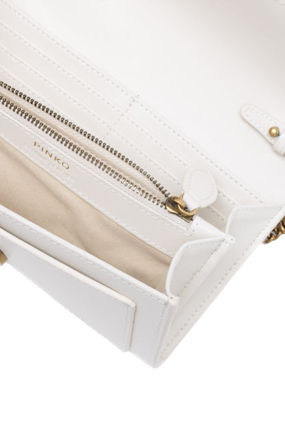 PINKO White Leather One Simply Love Mini Bag